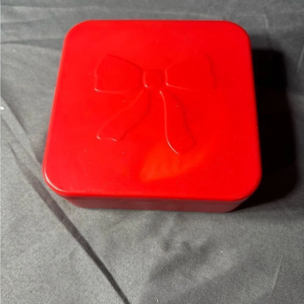 New Red Bow Embossed Square Trinket Box
